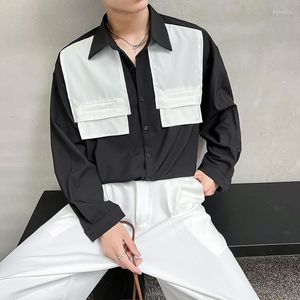 メンズカジュアルシャツスプリングブラックホワイトシャツメンスリムファッションソーシャルメンズドレス韓国のルーズロングスリーブフォーマルM-3XL