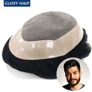 Men's Children's Wigs GLORYHAIR 6 Inches Capillary Prosthesis Durable Human Hair Mono Toupee Wig for Men 230617
