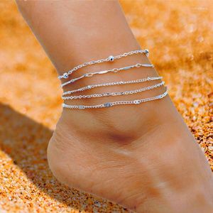 Anklets Minimalist Multilayer Chains For Women Fashion Star Butterfly Pendant On Foot Ankle Bracelets Summer Jewelry