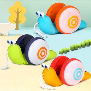 Novelty Games ZK30 Pull String Cartoon Snail Car toy Baby Learn to Crawl and Toy with Light Music Early Education Toys for Children 230617