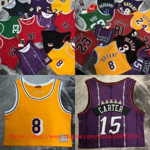 Basılı Kadınlar Mitchell ve Ness Basketbol Forması Kız Allen Iverson Vince Carter Bird Scottie Pippen Dennis Rodman Penny Hardaway Tracy