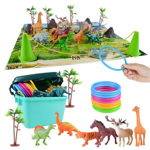 Sand Play Water Fun Throwing Ring Game Children's Toys Storage Boxed Animal Dinosaur Model Map Family Games Educational For Children 230617