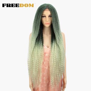 Woman Synthetic Lace Wig Super Long 38 inch Braided Wigs For Black Women Natural Heat Resistant Green Wig Braiding Hair 230524