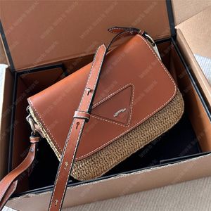 2023 Summer Crossbody Bag Womens Luxury Straw Message Bag Leather Patchwork Casual Shoulder Bags Small Purse Beach Bags Tonyvic