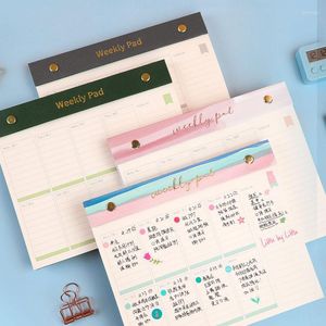 Veckans plan Memo avtagbar ersättning Inner Core Time Management Schema Book Self-Discipline Punch Card Board Clip Notepad