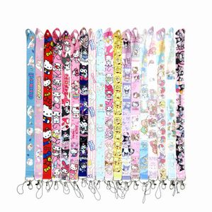 المصمم Kawaii Cinnamoroll My Melody Kuromi Cat Lanyard for keychain Card Cover Cover Pass Gym Mobile Phone USB Badge Holder key Ring Reck Occessories