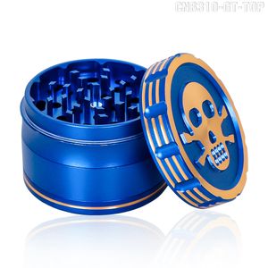 Ny Skull Logo 63mm Aircraft Aluminium Herbal Herb Tobacco Grinder Stor 2,48 tum 4 -delad graverad logotyp Metallrökningslipare