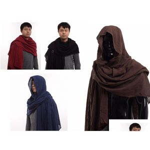 Acessórios de fantasia Vintage Medieval Cachecol Post Apocalyptic Shaman Een Ranger Xaile Men Brown Pirate Wrap Cloak Drop Delivery Appare Dheqr