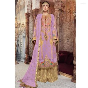 Ethnische Kleidung Salwar Kameez Hochzeit Pakistan Party Stickerei Gold Spitze Stoff Lehenga Choli für Frauen