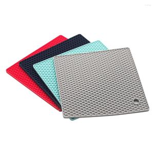 Table Mats 7.5x7.5 Inch Square Heat Resistant Silicone Mat Drink Cup Coasters Non-slip Pot Holder Placemat Kitchen Accessories
