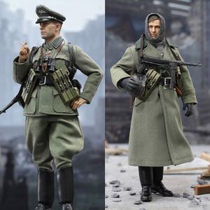 Stokta Aksiyon Oyuncak Figürleri XD80007 112 İkinci Dünya Savaşı Alman Piyade Kaptanı Erkek Solider Silahlı Askeri Palto Silah Tam Set 6 
