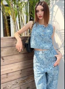 女子ジーンズブランドデザイナーパンツプリントバギーヒップホップデニムズボンロッセフィットフローラルファッションデザインジーンズ