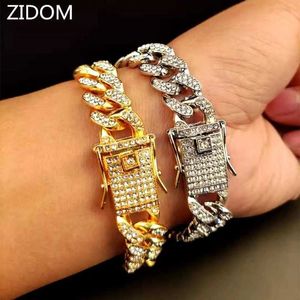 Kolye Kolyeler Erkekler Hip Hop Buzlu Bling Zinciri Bilezik Pave Ayar CZ Taş 13mm Miami Küba Zincirleri Hiphop Bilezikler Erkek Moda Takı 230613