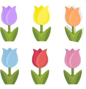 Flores decorativas, 6 peças, enfeites de flores de primavera, tulipa, colorida, casa de fazenda, pequena bandeja de camadas, decoração para casa, festival, casamento