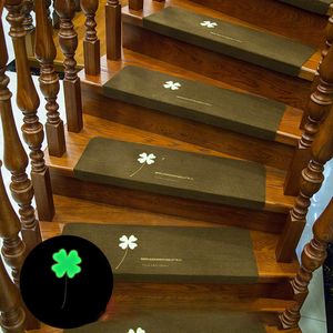 Carpets 22x55cm Luminous Soft Stair Stepping Mat Variety Pattern Self-adhesive Non-slip Water Absorption Stair Carpet Mat Protector Rug 230616