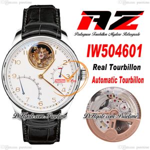 AZF Real Tourbillon Mystere Automatic Mens Watch Power Reserve IW504601 Стальный корпус белый циферблат золото.