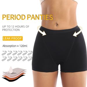 Calcinhas femininas modeladoras de fluxo pesado cuecas menstruais de algodão à prova de vazamentos 4 camadas cueca boxer absorvente para incontinência durante a noite 230617