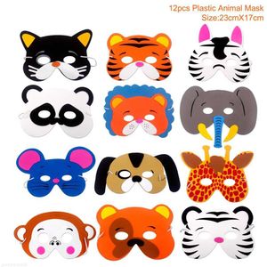 sarongs 12 pcs. قناع الحفلات Eva Foam Material Animal Mask Cartoon Party Chids Costume Costume Conting Zoo في زخارف قناع الغابة للحفلة