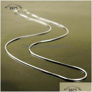 Chains Genuine Real Pure Solid 925 Sterling Sier Chain Necklace Men Women Snake Jewelry Male Female 0.7Mm Collier Necklaces Drop Del Dhlqi