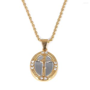 Collane con ciondolo Gesù bicolore per donna Ragazza Christian Religion Charm Jewelry