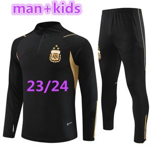 3 gwiazdki 22 23 24 argentyna dres dla dorosłych zestawy dla dzieci 2023 2024 piłka nożna Survetement DI MARIA KUN AGUERO DYBALA strój treningowy mężczyzna dziecko zestaw piłkarski