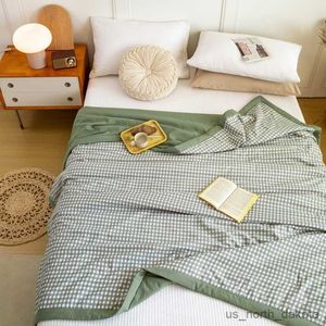 Filtar täcke för sommarstil quilt säng enkel grön filt mjuk tröskel drottning storlek R230617