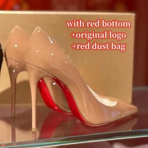 Women's Dress Shoes Summer Red Bright Sole Designer High Heels Women's Luxury 8cm 10cm 12cm Pointed Toe Pumps Wedding Shoes 35-44