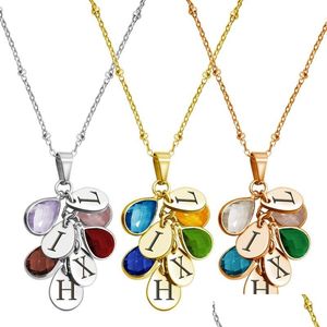 Pendant Necklaces Mylongingcharm Personalzied Valentines Day Gift Initial Waterdrop With Birthstone Engraving Drop Delivery J Dhgarden Dho6P