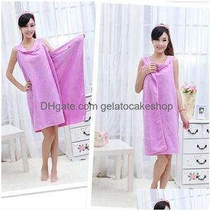 Towel Super Soft Microfiber Women Sexy Bath 3 Color Selection Wearable Beach Wrap Skirt So Absorbent Gown Drop Delivery Home Garden T Dh3Na
