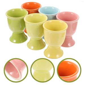 Set di stoviglie 6 pezzi Vassoio per uova in ceramica Supporti per stand colazione Strumenti per decorare Uova Supporter Ceramica Holding Child Kids