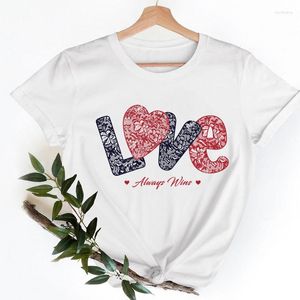 Damen-T-Shirts, Damen-T-Shirt, Valentinstag, Liebe, lustige Damen, 90er-Jahre-Mode, Kleidung, weiblich, Trend-T-Shirt, kurzärmelig, Cartoon-Kleidung, grafisches T-Shirt