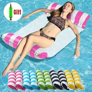 Luftinflation Toy Water Hammock Recliner Uppblåsbar flytande simmadrass Sea Swimming Ring Pool Party Lounge Lounge Bed for Swimming 230616