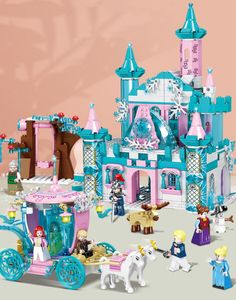Minifigur Kaizhi Mädchen Spielzeug Bau Minifiguren Prinzessin Eis und Schnee Schloss Kleines Partikelmodell Blockspielzeug für 6–12 Jahre alt Weihnachtsgeschenk