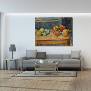 Abstract Canvas Art Still Life with Apples and Pears Paul Cezanne Oil Painting Handmade Impressionistic Artwork