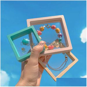 Smyckeslådor Colorf 3D Floating Picture Frame Shadow Display Film Suspensiony Storage Transparent Box Armband Packaging Drop Delive DHX57