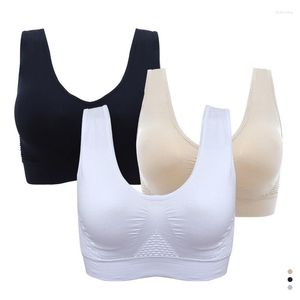 Roupa de ioga sutiãs tamanho grande para mulheres sutiã sem costura sem fio feminino roupa íntima confortável push up reunir sutiã com almofadas esportivas