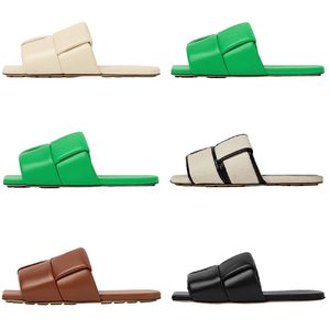 Дизайнерские тапочки сандалии скользят женщин Interccio Green Sail Белый черный коричневый ползунок летний шлепанц