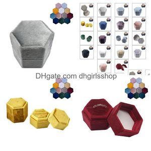 Schmuckkästchen Veet Single Ring Box Hexagon Valentinstag mit abnehmbarem Deckel Drop Delivery Verpackung Display Dhuei