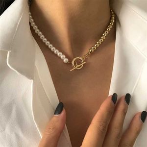 Naszyjniki z koralikami Krótkie perełki Pearl Choker Naszyjnik dla kobiet modne splicing na szyi 2023 Fashion Jewelry Flar Girl 230613