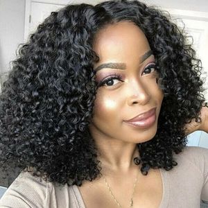 Deep Wave 180 Density 4X4 Closure Short Bob Wig Pre Plucked Cheap Remy Glueless Human Hair Lace Wig 8-16Inches