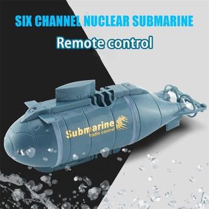 Barcos Elétricos RC 24G 6CH Rádio Controle Remoto Dupla Hélice Turbo Poderoso Elétrico Vertical Rise Down Submarino Crianças Água Iluminação Barco RC Toy 230616