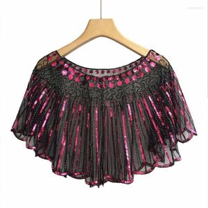 Schals Damen glitzernder 1920er-Jahre-Schal mit Pailletten und Perlen, Hochzeitsumhang, Bolero, Abendwickel, Sonnenschutz-Capelet, Champagner/Rose/Gold/Silber