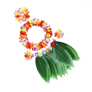 Dekorativa blommor Dekorerade Garland Hawaiian Armband Set Halloween Tropisk kjol Leis Costume Party Decorations Child Child