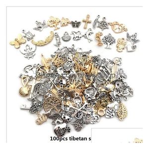 Charms 150Pcs Accessorio per gioielli vintage Mix Kc Oro e argento tibetano Gufo Croce Risultati per orecchini Accessori per bracciale In vendita Drop D Dhech