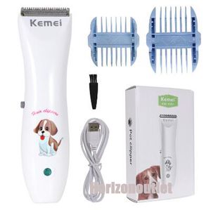 KEMEI KM-1051 Dog Hair Clipper Pet Hair Trimmer Puppy Grooming Electric Shaver Set Cat Accessories Ceramic Blade USB Recharge Profession supplies Tool DHL