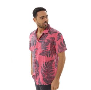 New Men 's Casual Shirts 여름 남자 비치웨어 단락 느슨한 잎 프린트 탑 패션 휴가 스타일