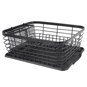 Organizzazione della conservazione della cucina Scolapiatti Stendino con vassoio antigoccia e cestello Organizer per lavello Scaffale Black Drop Delivery Home Gard Dhfsi