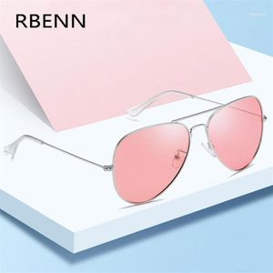 サングラスRbenn Classic Pilot Polarized Women Men Brand Designer Aviation Driving Sun Glasses Yellow Lense Nightivion Glasses12263Y