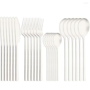 Dinnerware Sets 24Pcs Cutlery Stainless Steel Luxury Tableware Vintage Set Knife Fork Spoon Western Matte Flatware Kitchen