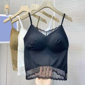 カミソールズタンクカミソールセクシーなゆるいバックレスソリッドカラーレイシークロップトップ女性衣服タンク